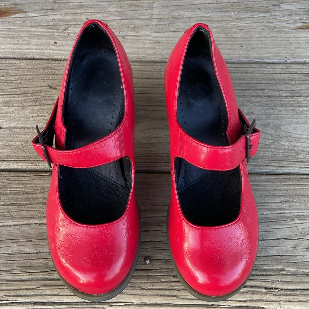 Rare! Vintage Dr. Martens Red Leather Marlena Mary Jane Pumps Women's Size 5 - Picture 4 of 12